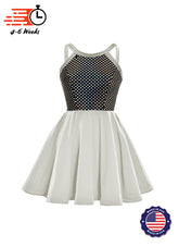 Black/Silver Laser Dot & Velvet Show Choir Dress - Neutrals and Black - Ships 4 to 6 weeks