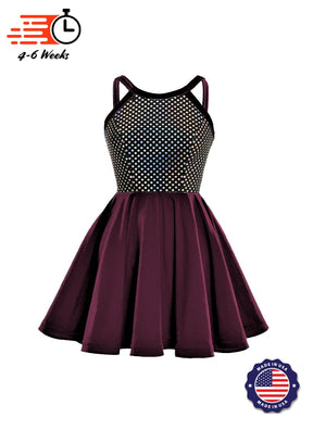 Black/Silver Laser Dot & Velvet Show Choir Dress - Pinks & Purples - Ships 4 to 6 weeks