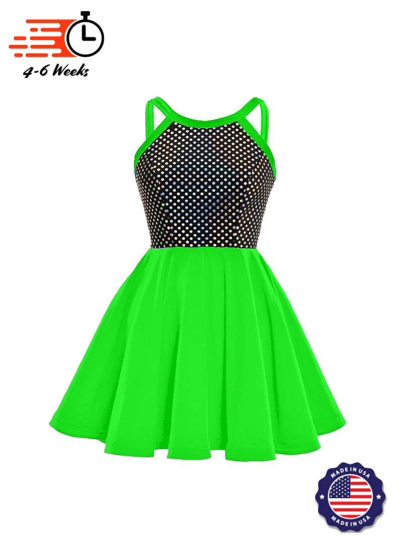 showchoirdresses.com Black/Silver Laser Dot & Velvet Show Choir Dress - Neons and Metallics