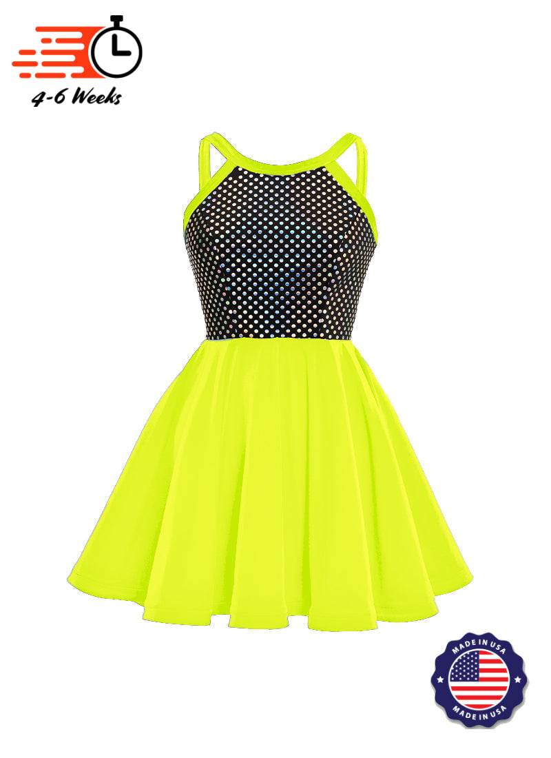 black and neon yellow dress Glow Up My Dark Mini Dress - Black/Neon Yellow