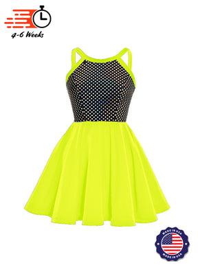 Black/Silver Laser Dot & Velvet Show Choir Dress - Neons and Metallics - Ships 4 to 6 weeks