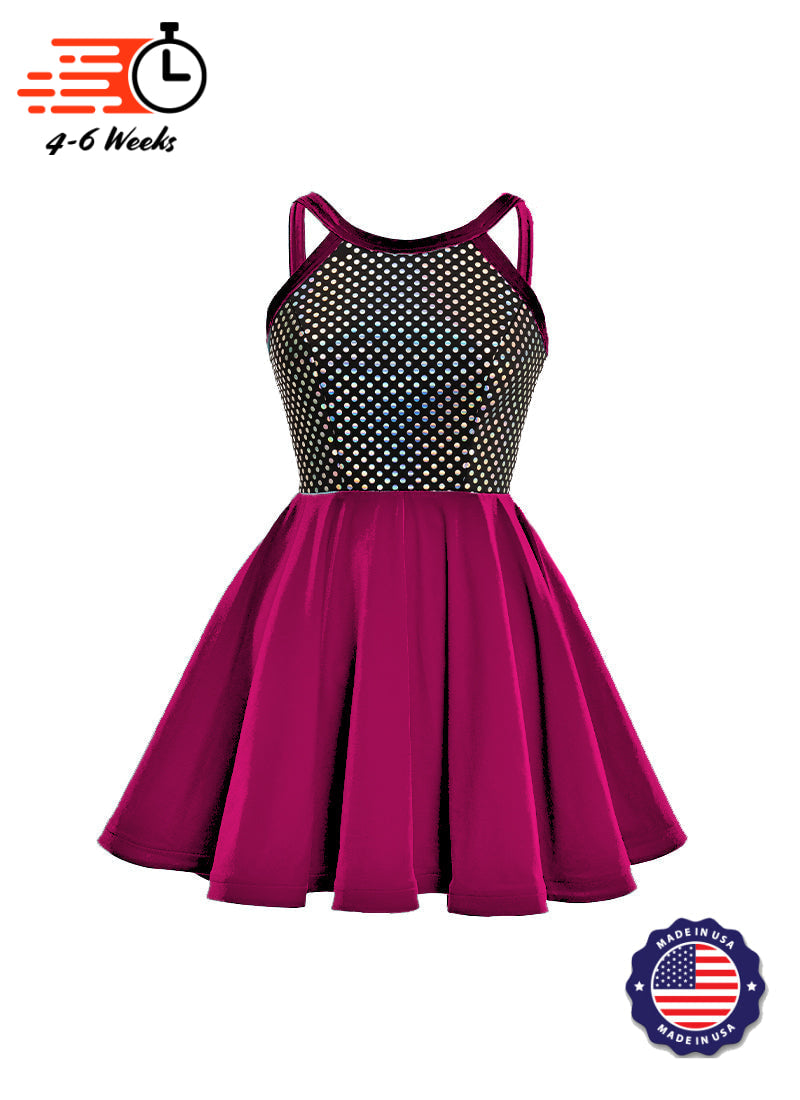 Black/Silver Laser Dot & Velvet Show Choir Dress - Pinks & Purples - Ships 4 to 6 weeks Magenta / M - Black/Silver Laser Dot & Velvet Show Choir Dress - Pinks & Purples - Ships 4 to 6 weeks Magenta / M -