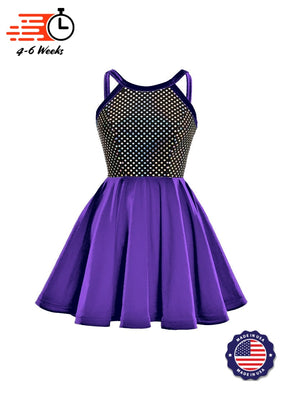 Black/Silver Laser Dot & Velvet Show Choir Dress - Pinks & Purples - Ships 4 to 6 weeks