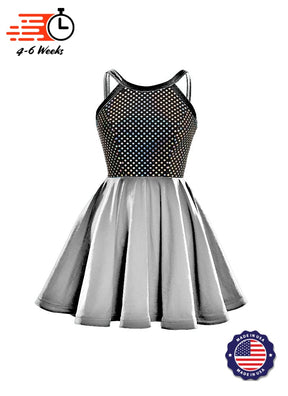 Black/Silver Laser Dot & Velvet Show Choir Dress - Neons and Metallics - Ships 4 to 6 weeks