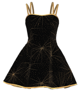 Black - Gold Starburst Glitter Panel Show Choir Dress Front View