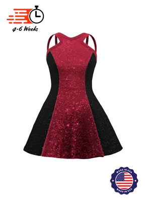 Two-Tone Star Neckline Sequin Classic Show Choir Dress - Center Color - Ships in 4-6 weeks