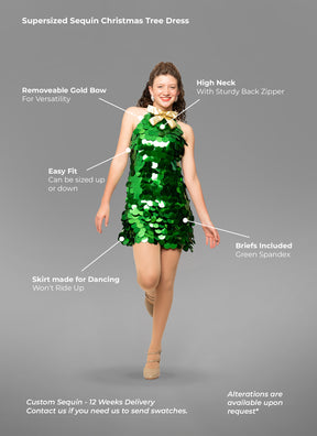 Supersized Sequin Christmas Tree Show Choir Dress - Ships 12 Weeks