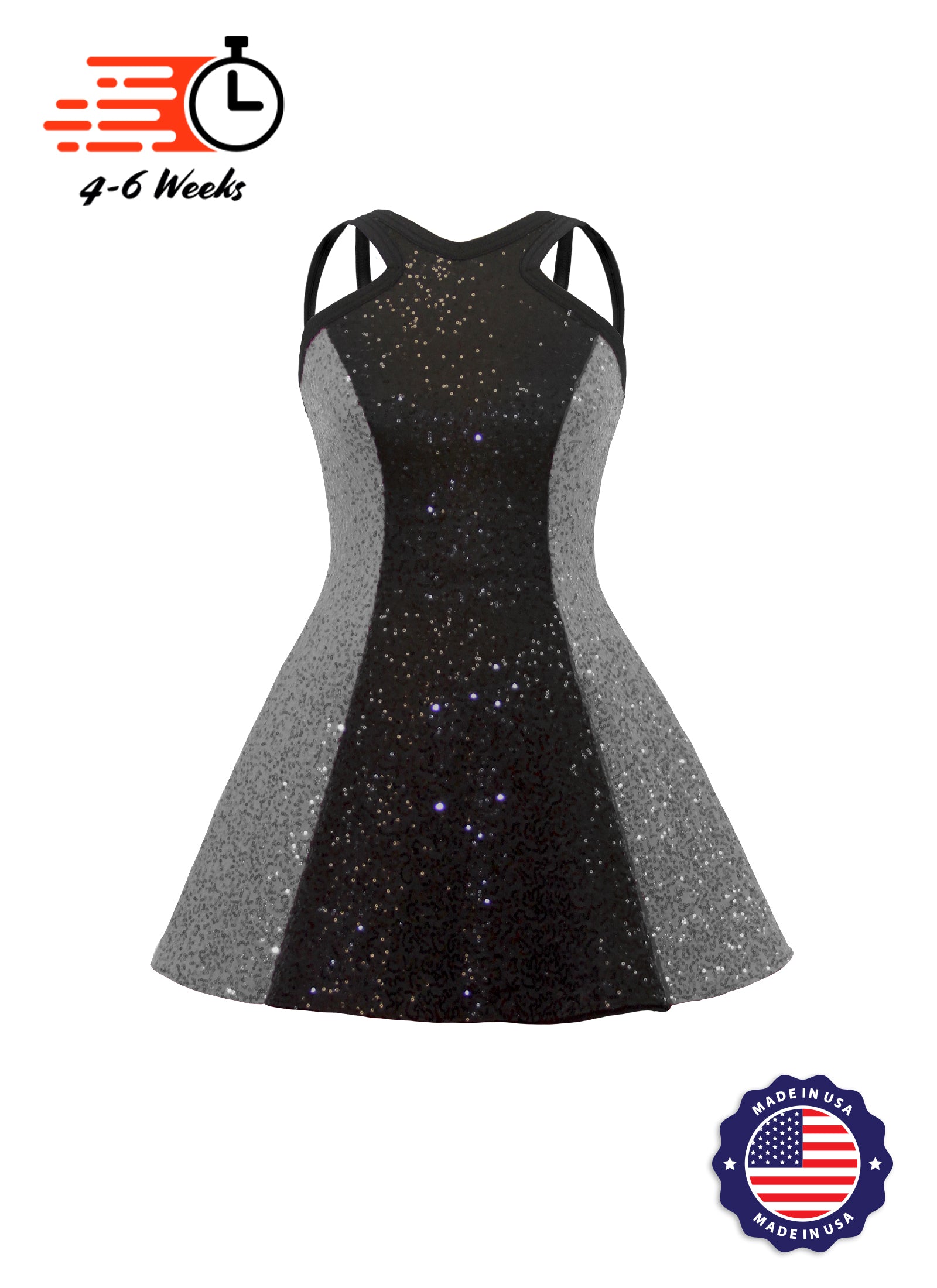 Two-Tone Star Neckline Sequin Classic Show Choir Dress - Center Color