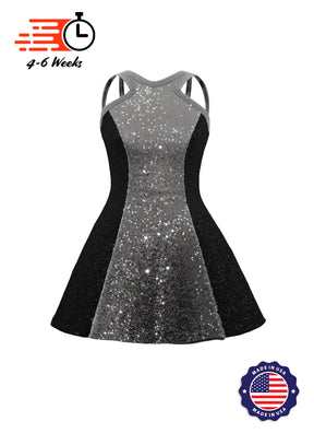 Two-Tone Star Neckline Sequin Classic Show Choir Dress - Center Color - Ships in 4-6 weeks