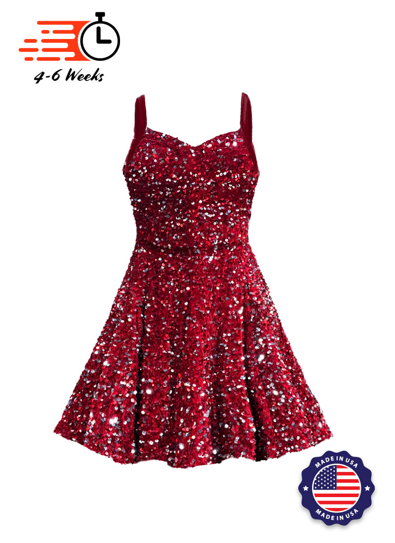 open lace back dress Velvet Sequin - Dancer Sweetheart Princess Seam Show Choir Dress