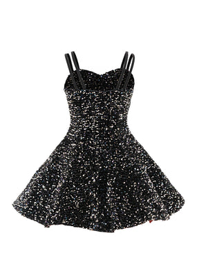 Black - Navy Silver Velvet Sequin Classic Sweetheart Princess Seam Show Choir Dress Back