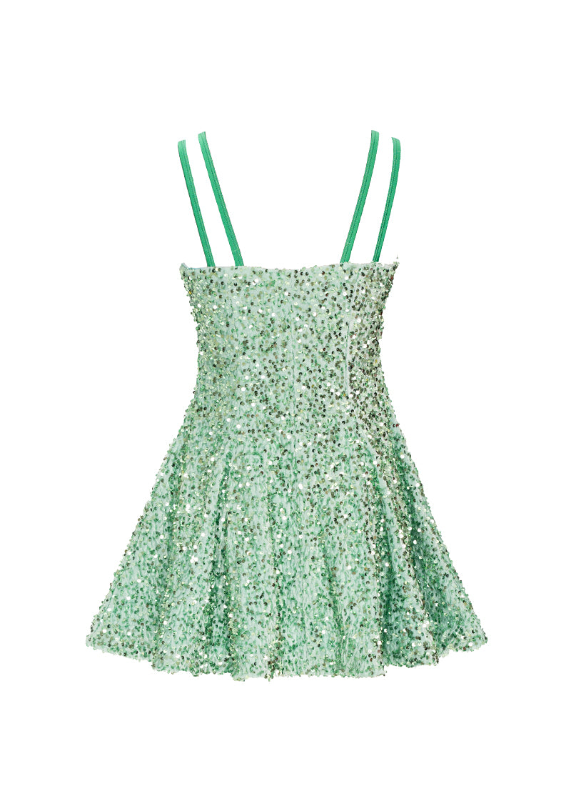 Mint Velvet Sequin Classic Square Neckline Princess Seam Show Choir Dress Back