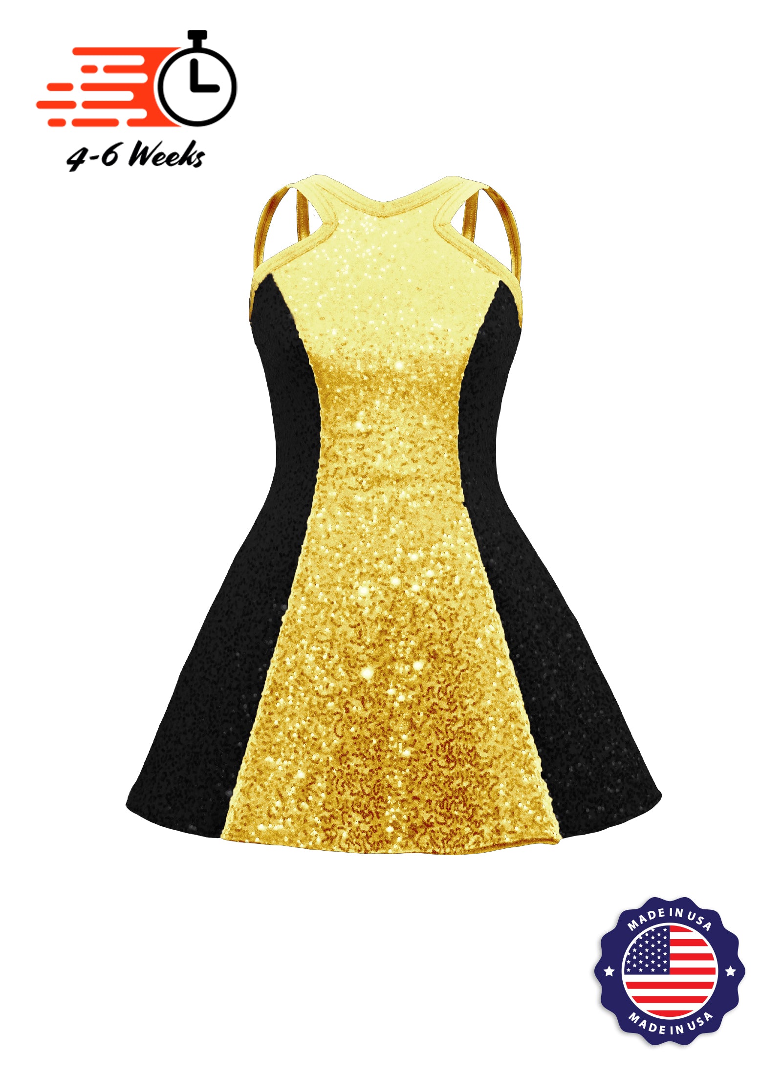Two-Tone Star Neckline Sequin Classic Show Choir Dress - Center Color