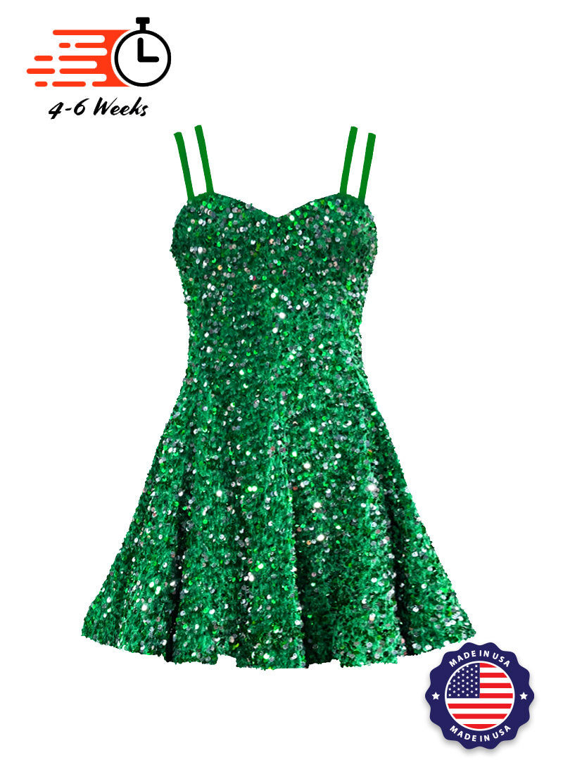 Velvet Sequin - Silver Flash Classic Sweetheart Princess Seam Show Choir Dress - Ships 4 to 6 weeks