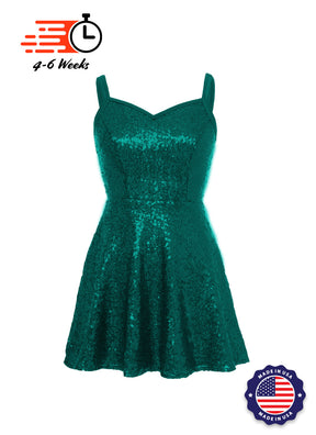 Solid Sequin Sweetheart Neckline Show Choir Dress Blues - Ships in 4-6 weeks