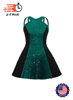 Two-Tone Star Neckline Sequin Classic Show Choir Dress - Center Color - Ships in 4-6 weeks