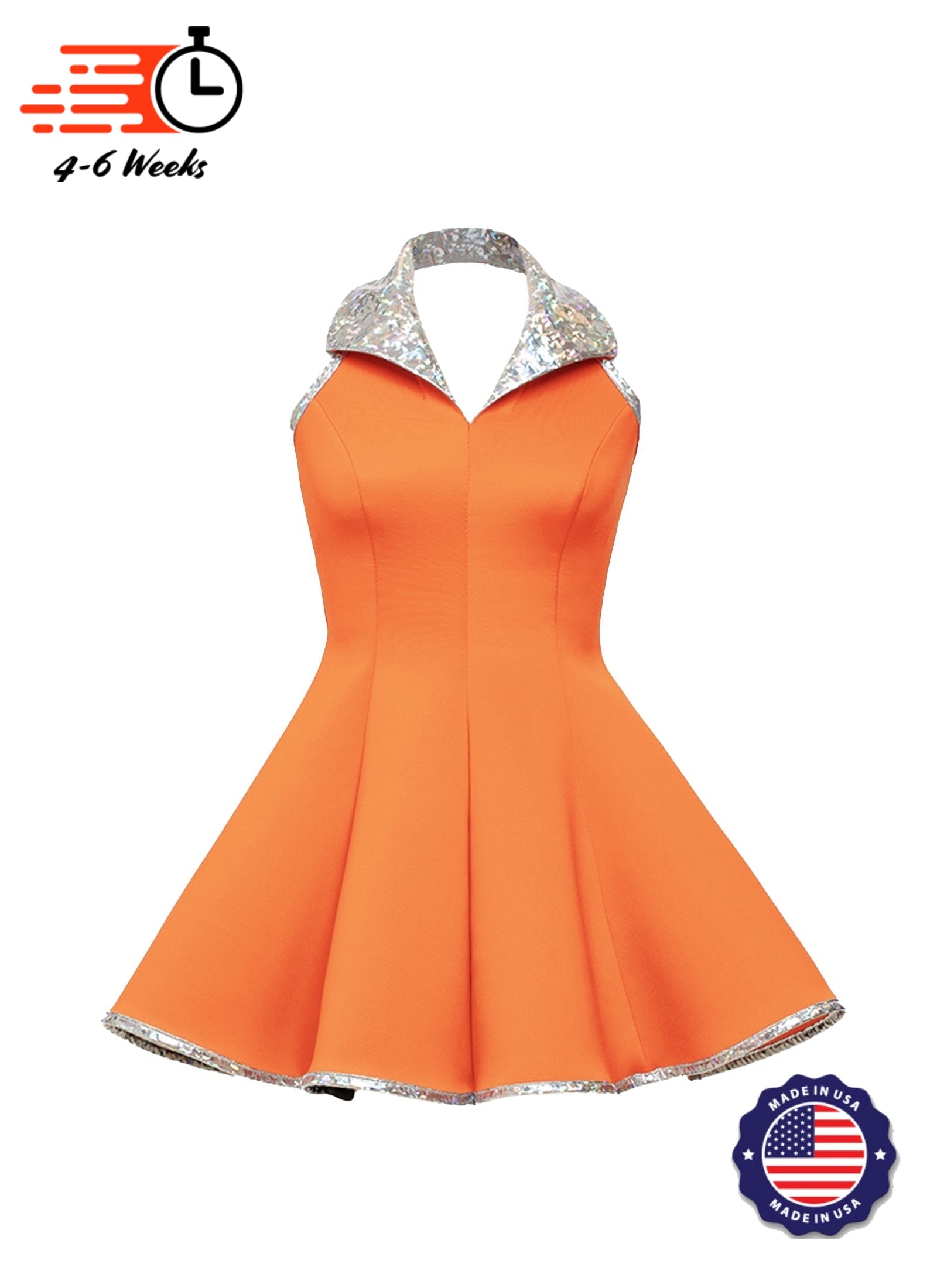 Lapel Collar Princess Panel Show Choir Dress - Reds & Oranges - Ships 4 to 6 weeks Creamsicle / XL - Lapel Collar Princess Panel Show Choir Dress - Reds & Oranges - Ships 4 to 6 weeks Creamsicle / XL -
