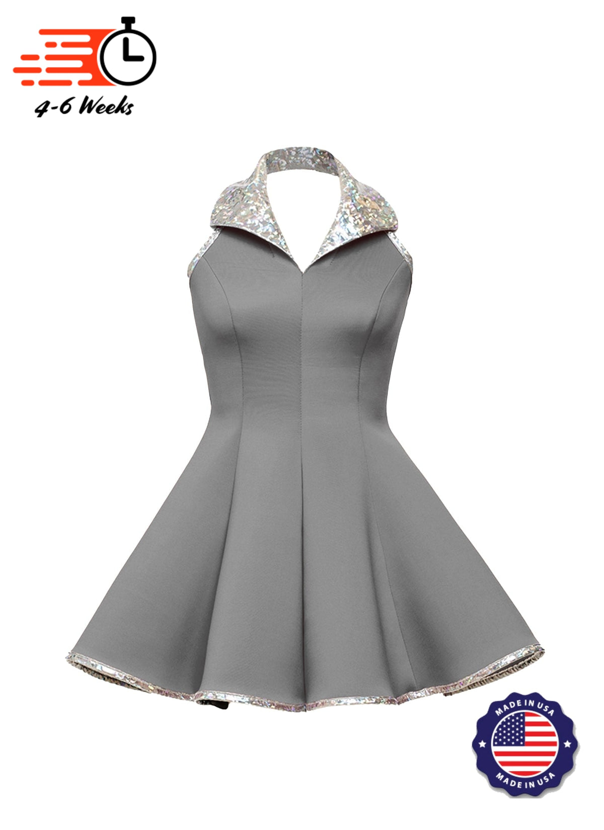 Lapel Collar Princess Panel Show Choir Dress - Neutrals and Black - Ships 4 to 6 weeks