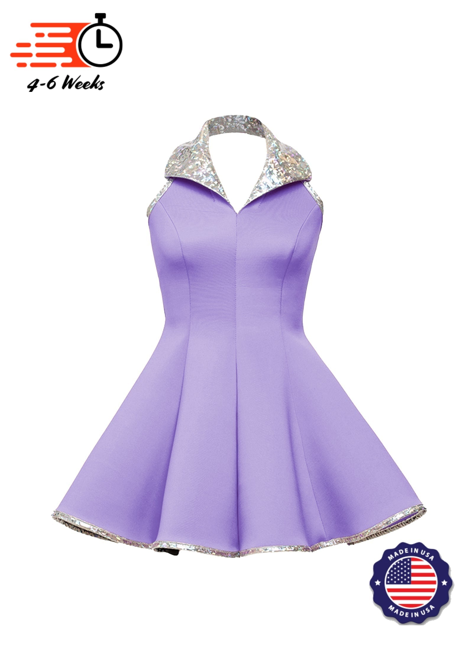 Lapel Collar Princess Panel Show Choir Dress - Pinks & Purples - Ships 4 to 6 weeks