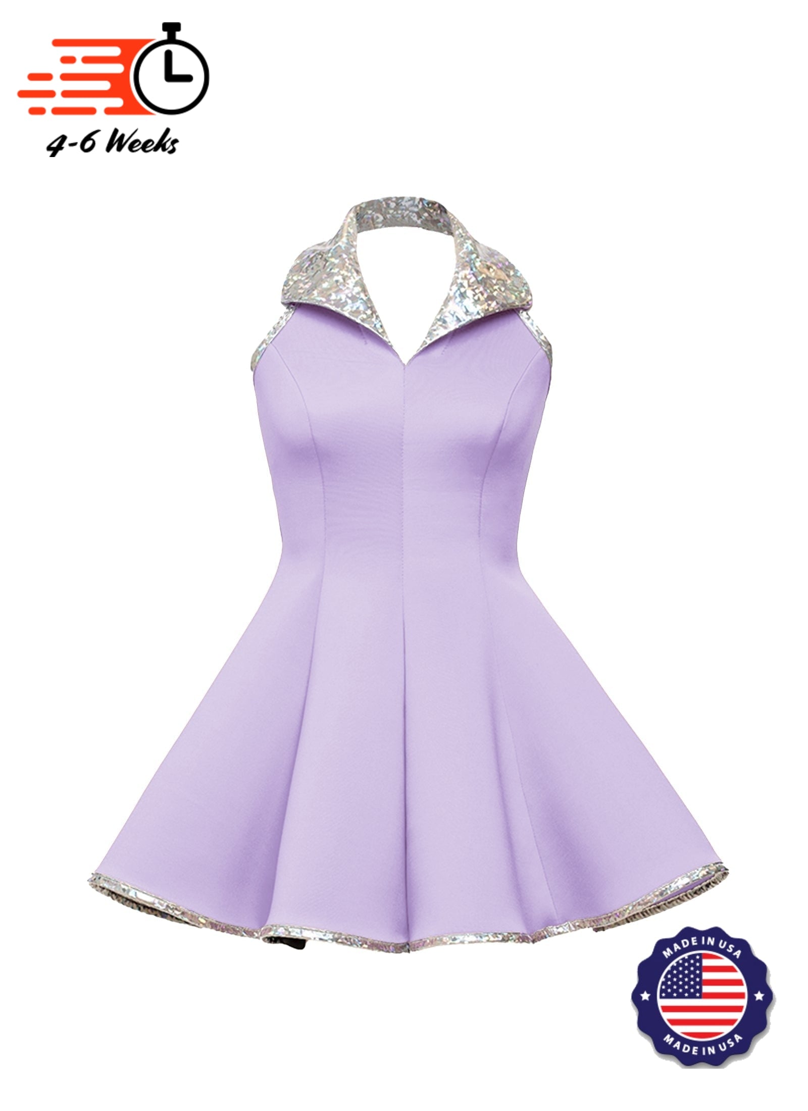 Lapel Collar Princess Panel Show Choir Dress - Pinks & Purples - Ships 4 to 6 weeks