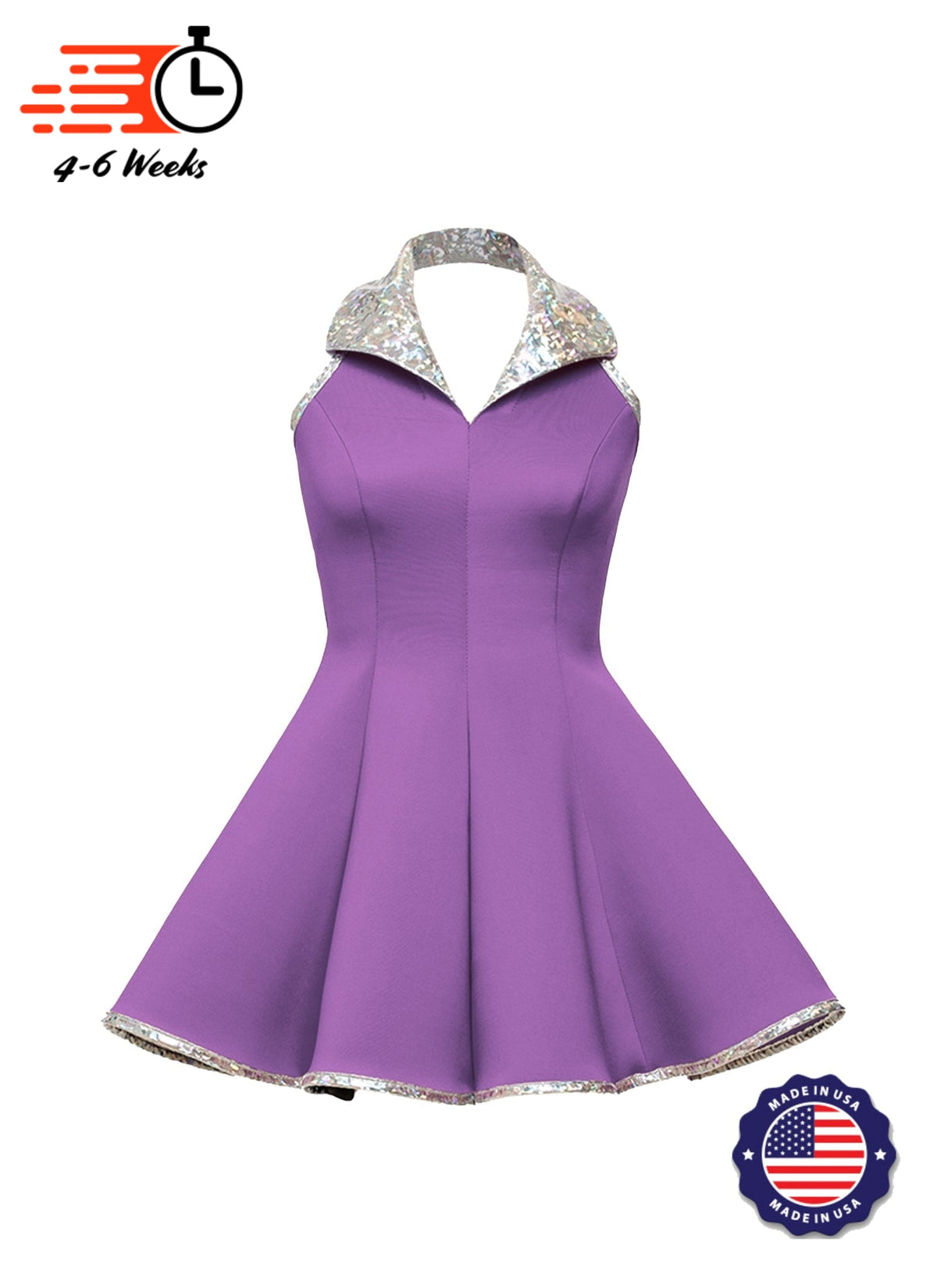 Lapel Collar Princess Panel Show Choir Dress - Pinks & Purples - Ships 4 to 6 weeks