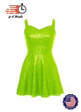 Solid Sequin Sweetheart Neckline Show Choir Dress Yellows and Greens - Ships in 4-6 weeks