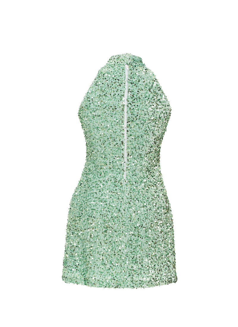 Mint Velvet Sequin High Neck A-Line SHIFT Show Choir Dress Back