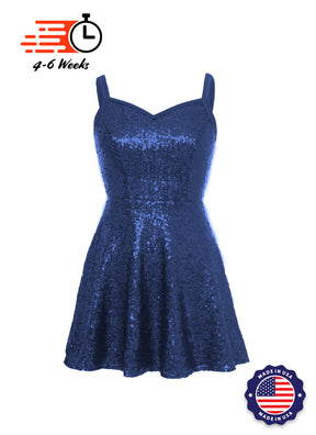 Solid Sequin Sweetheart Neckline Show Choir Dress Blues - Ships in 4-6 - ShowChoirDresses.com Solid Sequin Sweetheart Neckline Show Choir Dress Blues - Ships in 4-6 - ShowChoirDresses.com