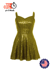 Solid Sequin Sweetheart Neckline Show Choir Dress Yellows and Greens - Ships in 4-6 weeks