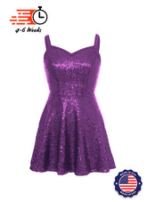 Solid Sequin Sweetheart Neckline Show Choir Dress Pinks and Purples- Ships in 4-6 weeks