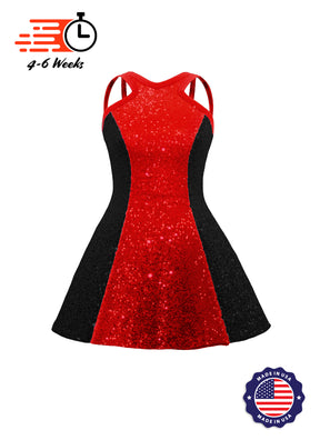 Two-Tone Star Neckline Sequin Classic Show Choir Dress - Center Color - Ships in 4-6 weeks