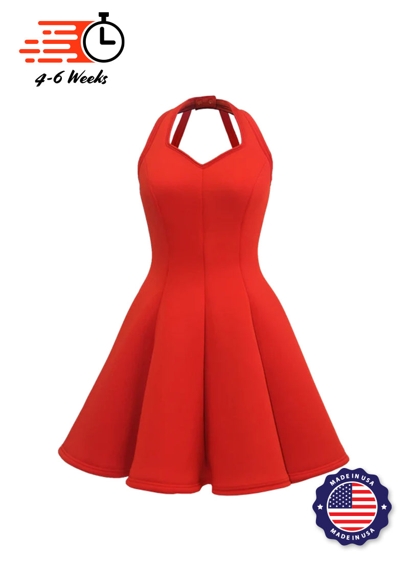 Red Sweetheart Halter Super Techno Show Choir Dress Front View