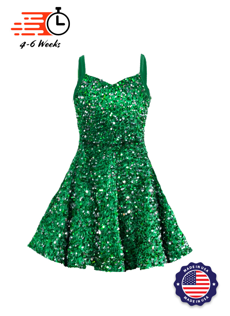 Velvet Sequin - Dancer Sweetheart Princess Seam Show Choir Dress - ships 4 to 6 Weeks Rich Green Velvet with Green/Silver Sequins / 2XL - Velvet Sequin - Dancer Sweetheart Princess Seam Show Choir Dress - ships 4 to 6 Weeks Rich Green Velvet with Green/Silver Sequins / 2XL -