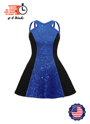 Two-Tone Star Neckline Sequin Classic Show Choir Dress - Center Color - Ships in 4-6 weeks