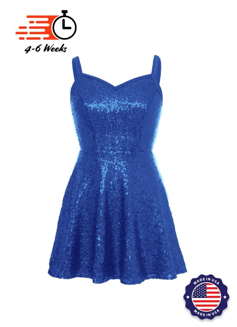 Solid Sequin Sweetheart Neckline Show Choir Dress Blues - Ships in 4-6 - ShowChoirDresses.com Solid Sequin Sweetheart Neckline Show Choir Dress Blues - Ships in 4-6 - ShowChoirDresses.com