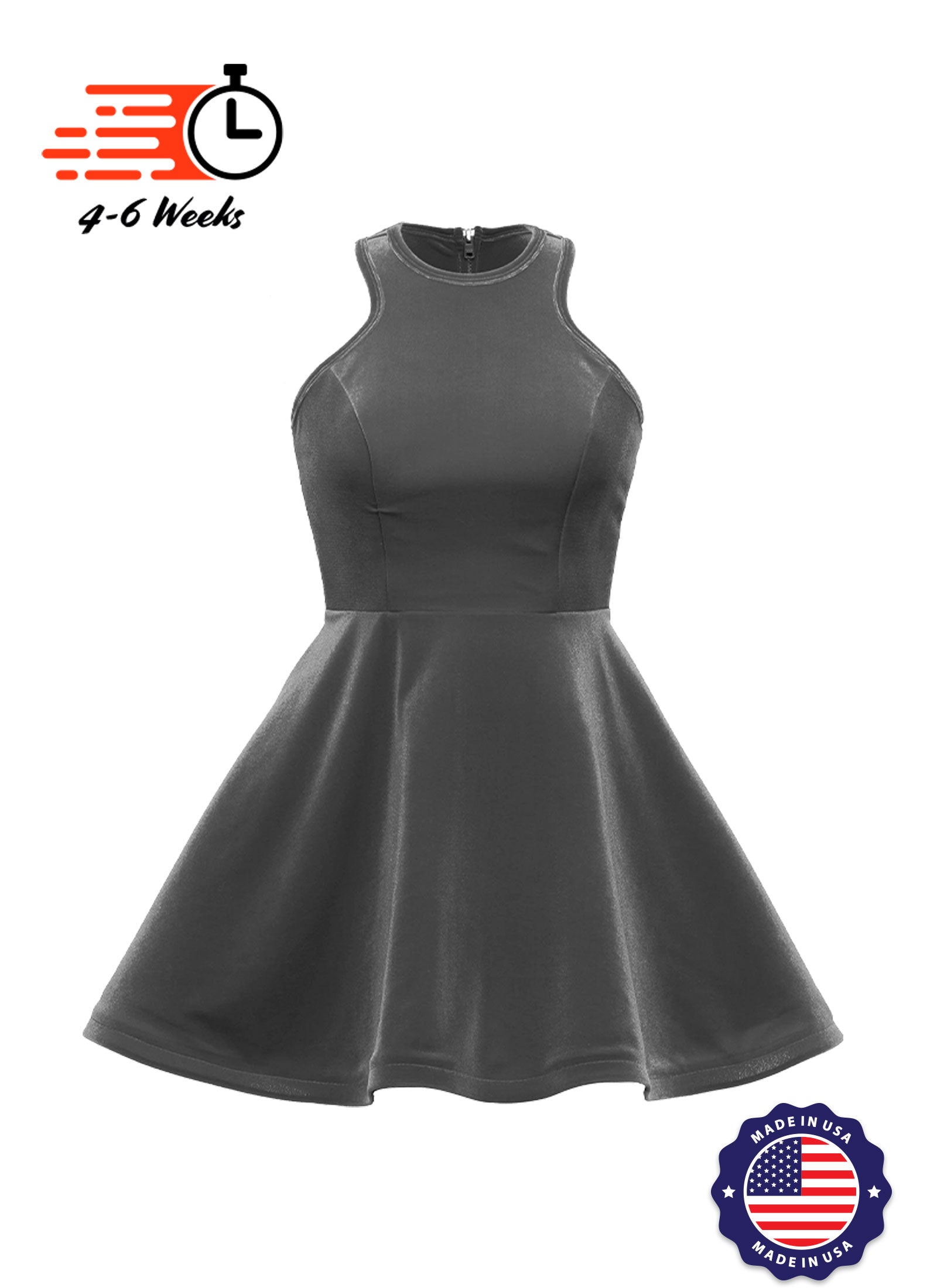 Velvet Serpentine Neckline Show Choir Dress - Ships 4 to 6 weeks