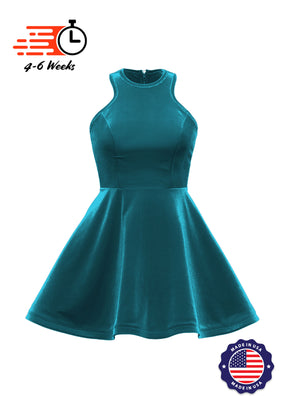 Velvet Serpentine Neckline Show Choir Dress - Ships 4 to 6 weeks