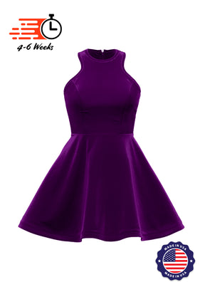 Velvet Serpentine Neckline Show Choir Dress - Ships 4 to 6 weeks