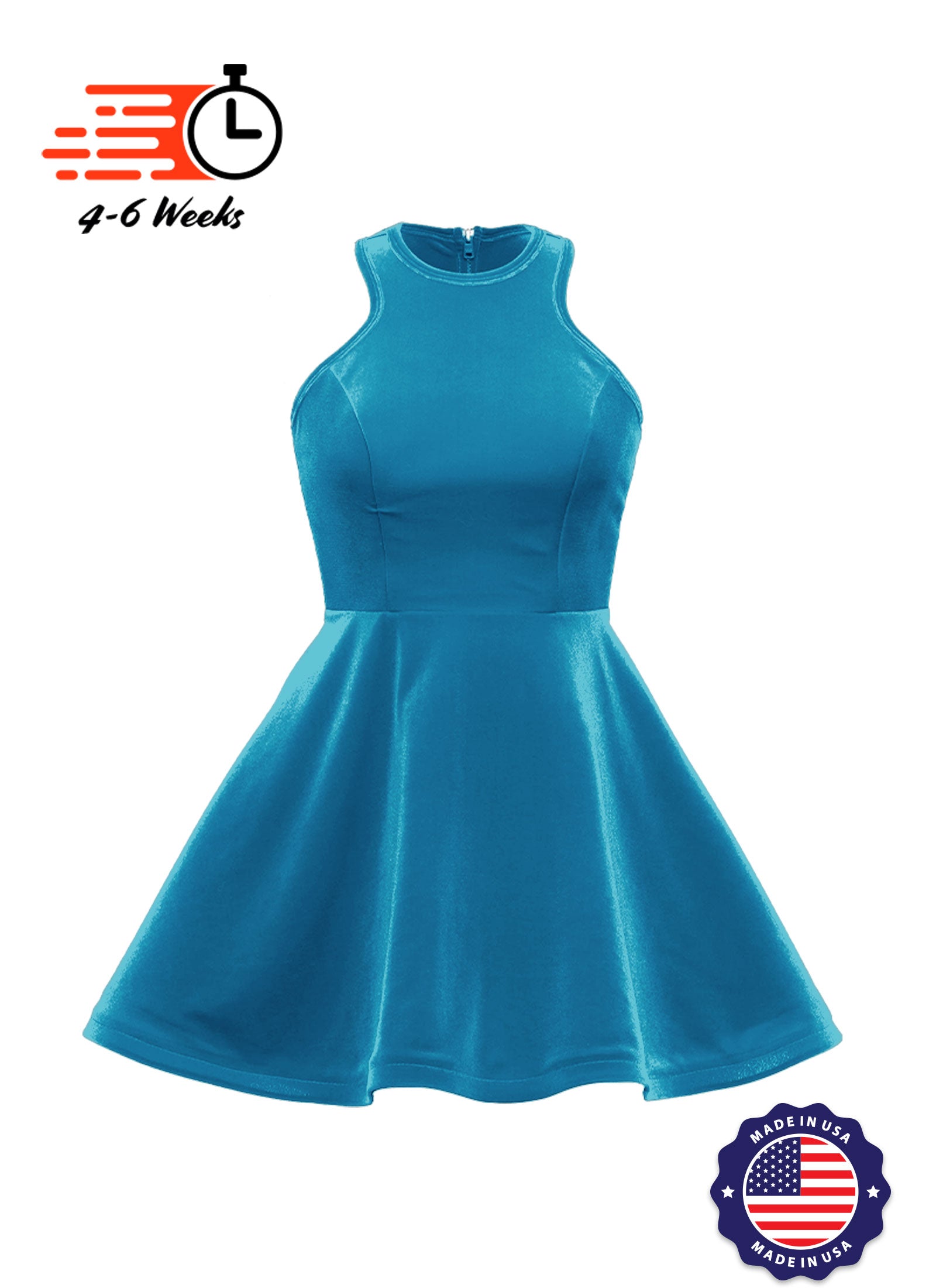 Velvet Serpentine Neckline Show Choir Dress - Ships 4 to 6 weeks