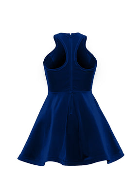 Navy Blue Serpentine Neckline Show Choir Dress back