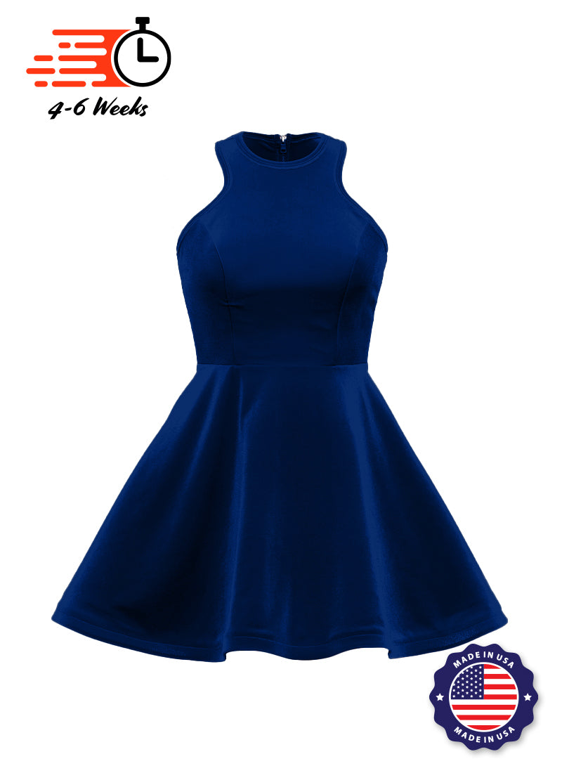 Serpentine Neckline Show Choir Dress - Blues - Ships 4 to 6 weeks Navy Blue / 2XS - Serpentine Neckline Show Choir Dress - Blues - Ships 4 to 6 weeks Navy Blue / 2XS -