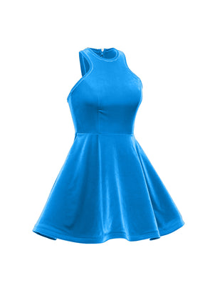 Turquoise Serpentine Neckline Show Choir Dress side