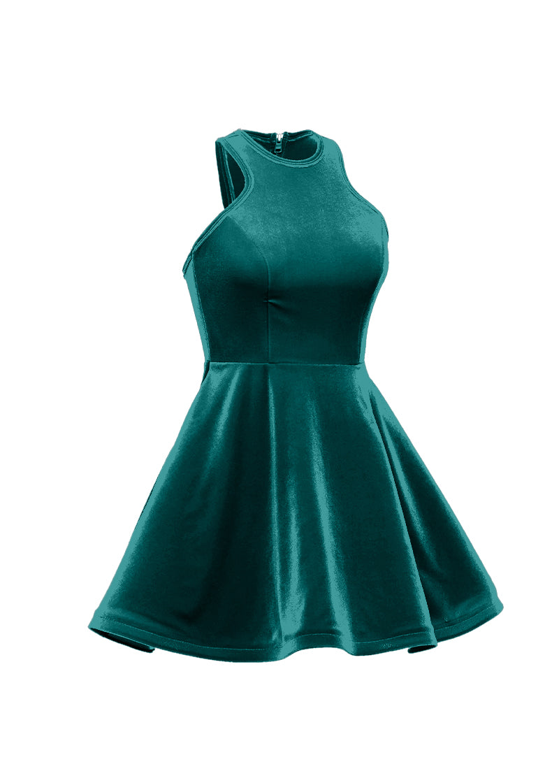 Peacock Serpentine Neckline Show Choir Dress side