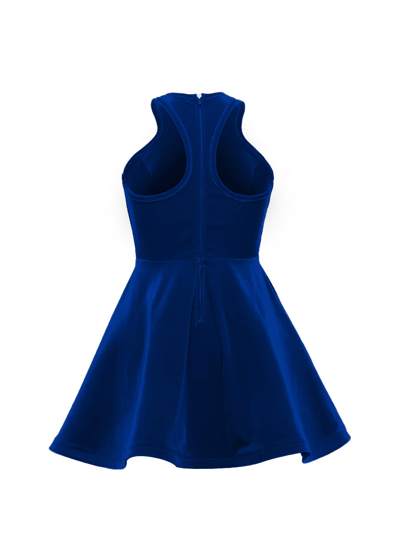 Royal Blue Serpentine Neckline Show Choir Dress back