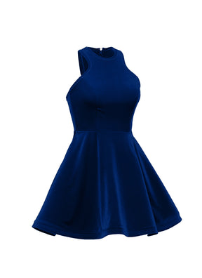 Royal Blue Serpentine Neckline Show Choir Dress side