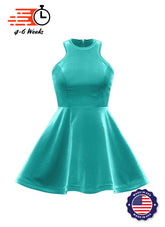 Tiffany Blue Serpentine Neckline Show Choir Dress front