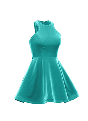 Tiffany Blue Serpentine Neckline Show Choir Dress side