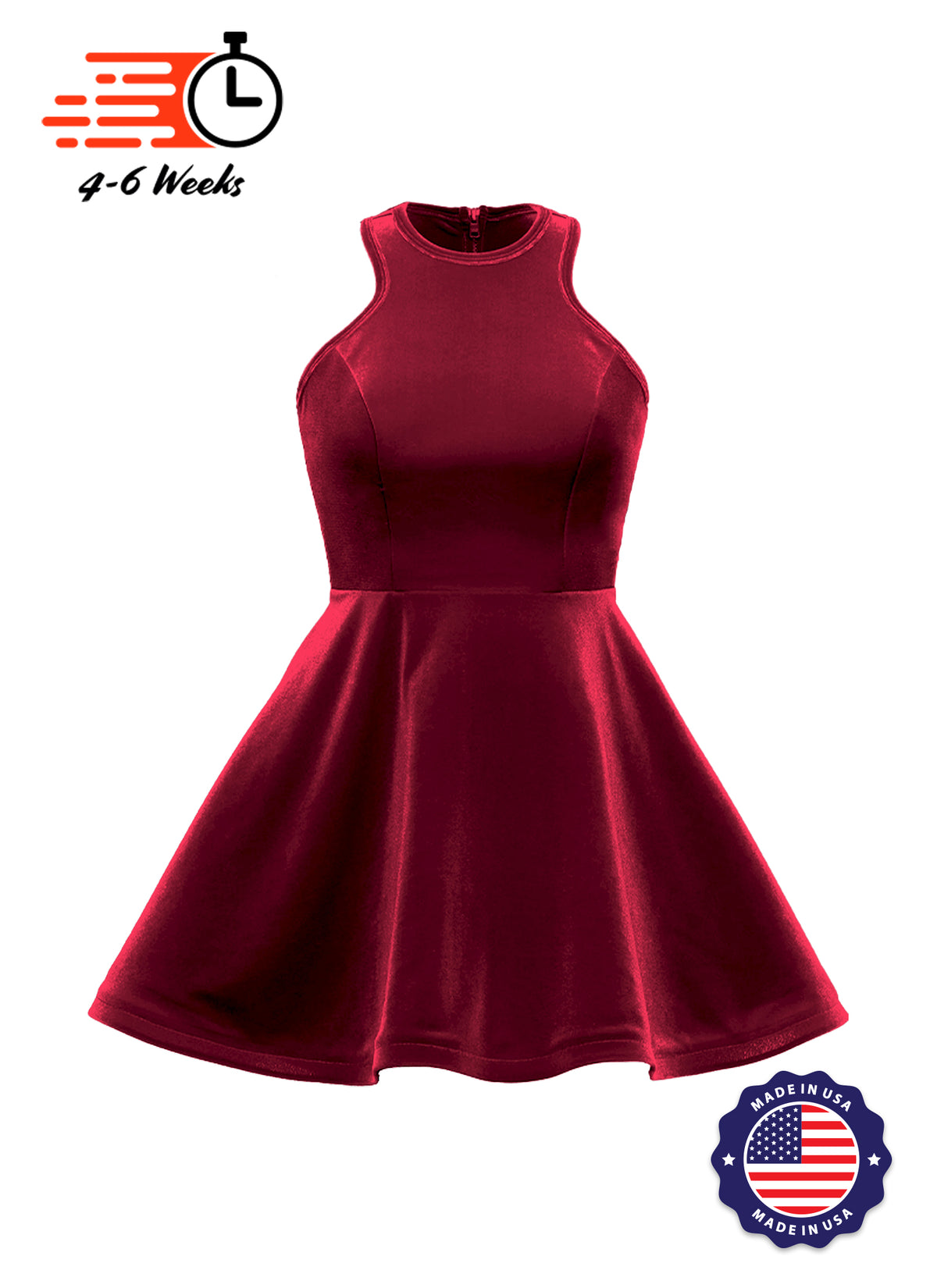 Velvet Serpentine Neckline Show Choir Dress - Ships 4 to 6 weeks