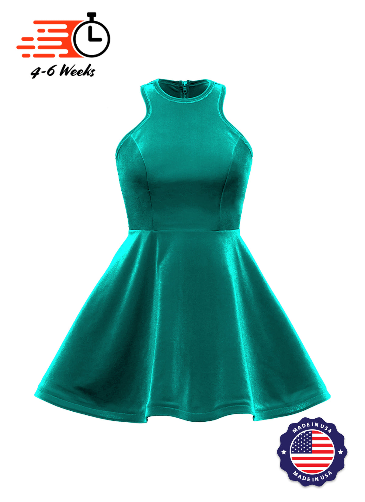 Velvet Serpentine Neckline Show Choir Dress - Ships 4 to 6 weeks