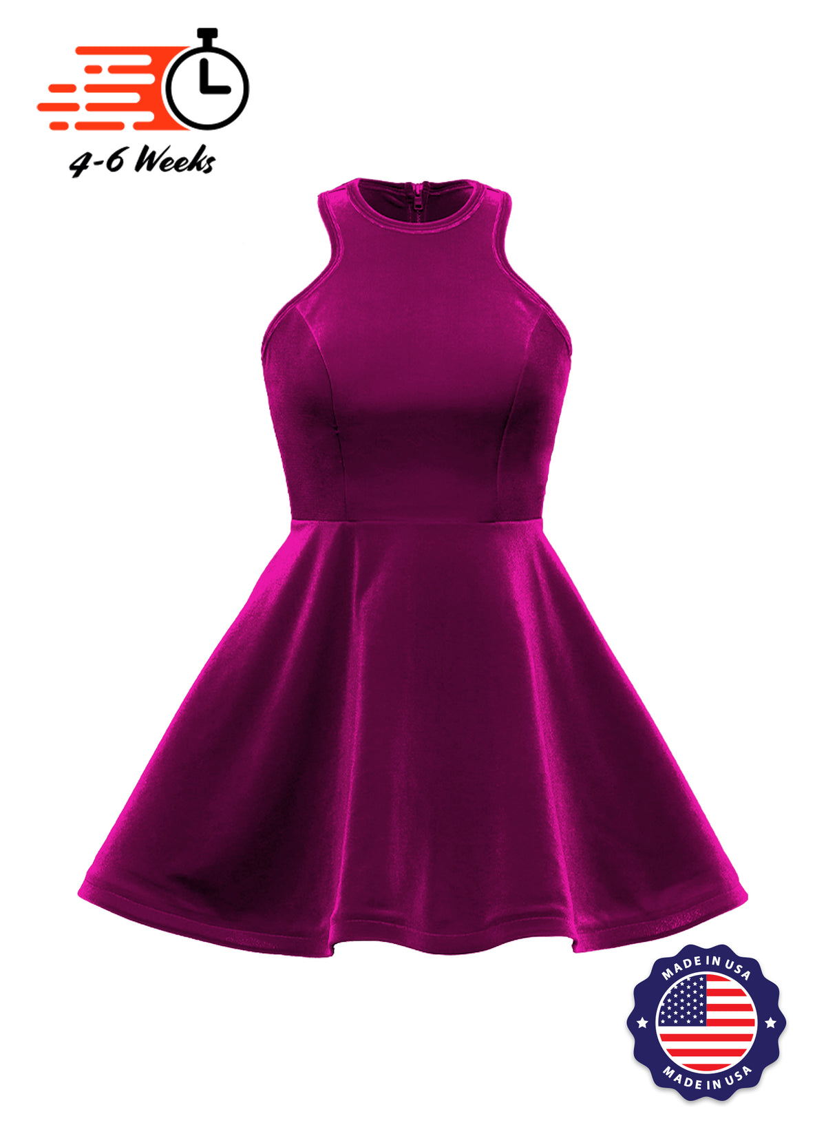 Velvet Serpentine Neckline Show Choir Dress - Ships 4 to 6 weeks
